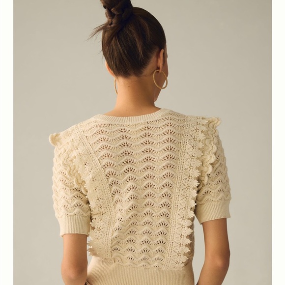 NWT Anthropologie Kachel Simmer Crochet Sweater in Ivory - Picture 3 of 10